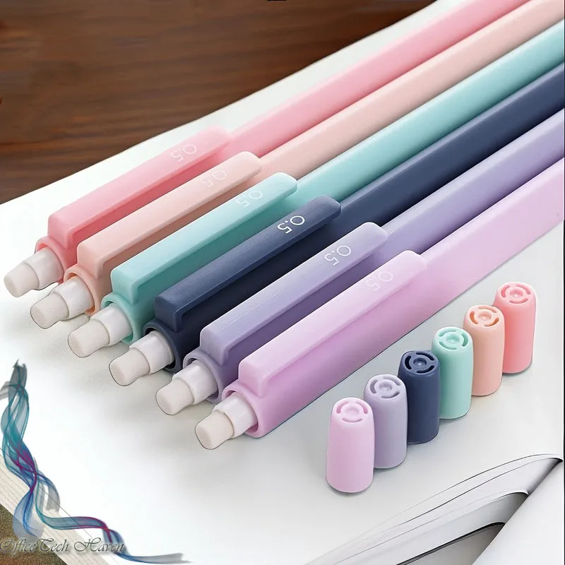 6pcs/set Fashion Macaron Mechanical Pencils - Cute Design, 0.5mm & 0.7mm Leads, Student & Kids Automatic Pens, Perfect Gift