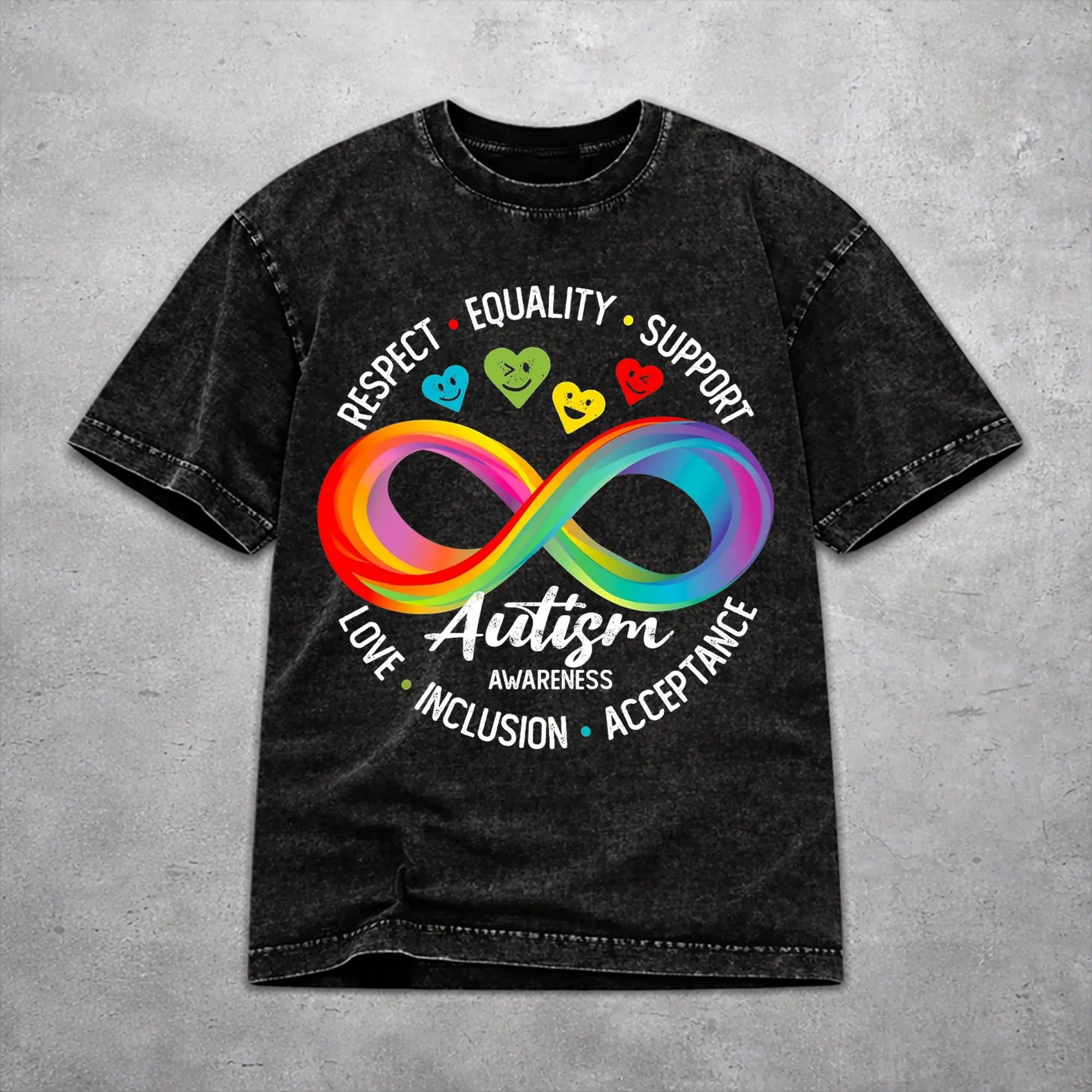 Vintage Autism Awareness Respect Love Support  Merch T-Shirts for Men Women  Cotton Washed Tee Shirt Clothes