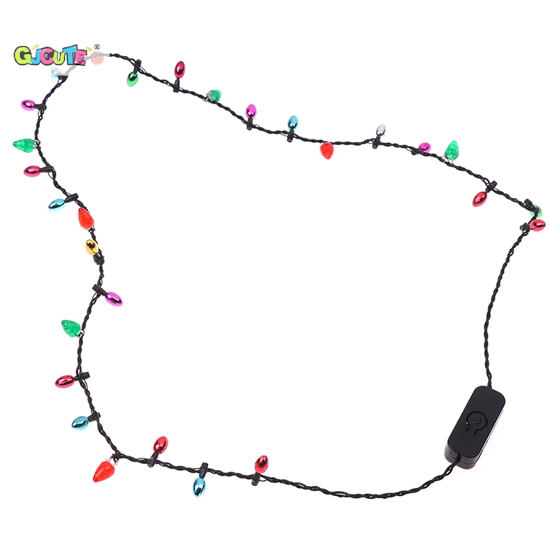 Glowing LED Light Flashing Light-up Blinking Christmas Lights Costume Necklace 8 LED Bulbs Glow Props Party Supplies