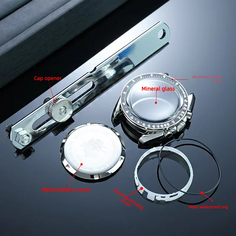 42mm Stainless Steel Watch Case For OMEGA X SWATCH Joint MoonSwatch Metal Shell With Glass, Scale Ring, Back Cover, Waterproof R