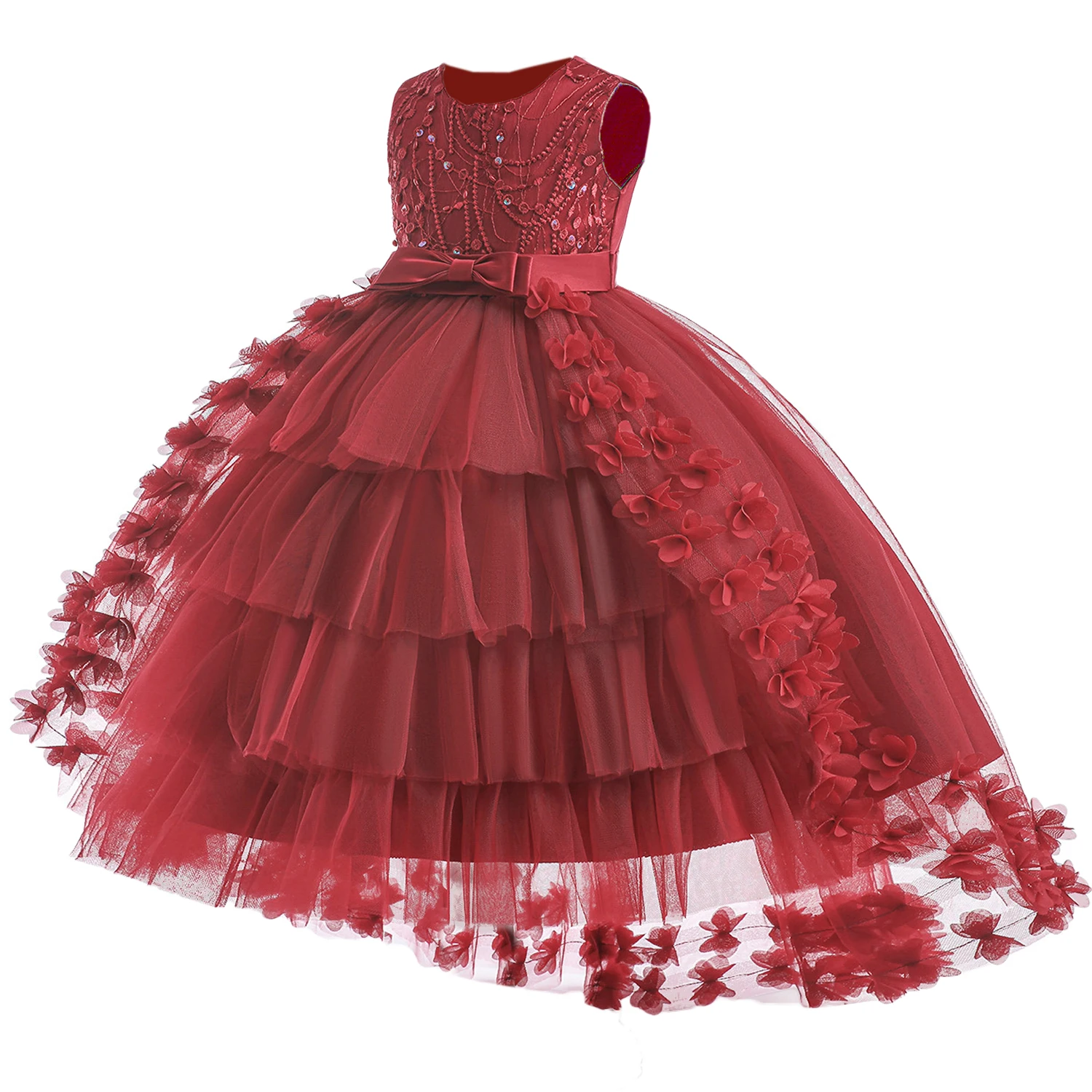 First Communion Christmas Costume For Kids Birthday Princess Gown Children Formal Evening Party Dress Wedding Flower Girls Dress