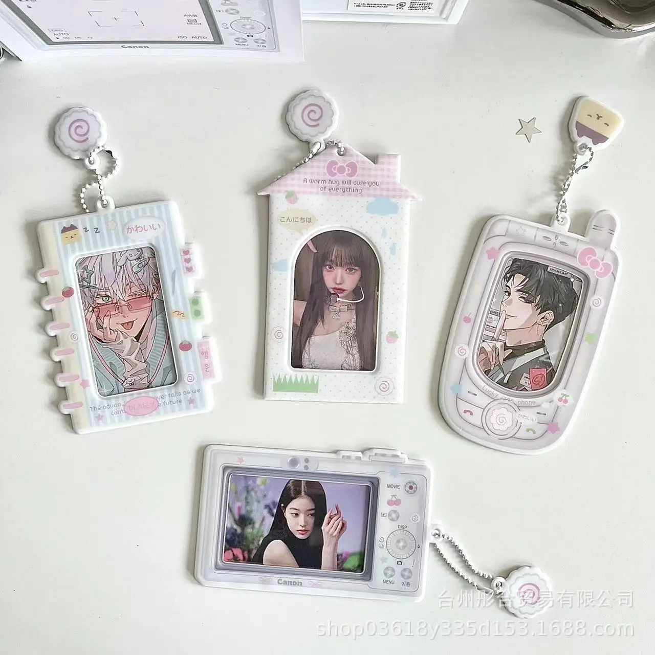 Korean Ins Cute Camera Phone Design Idol Card Holder Girl Photocard Holder Sleeves Protective Collect Pendants Gift