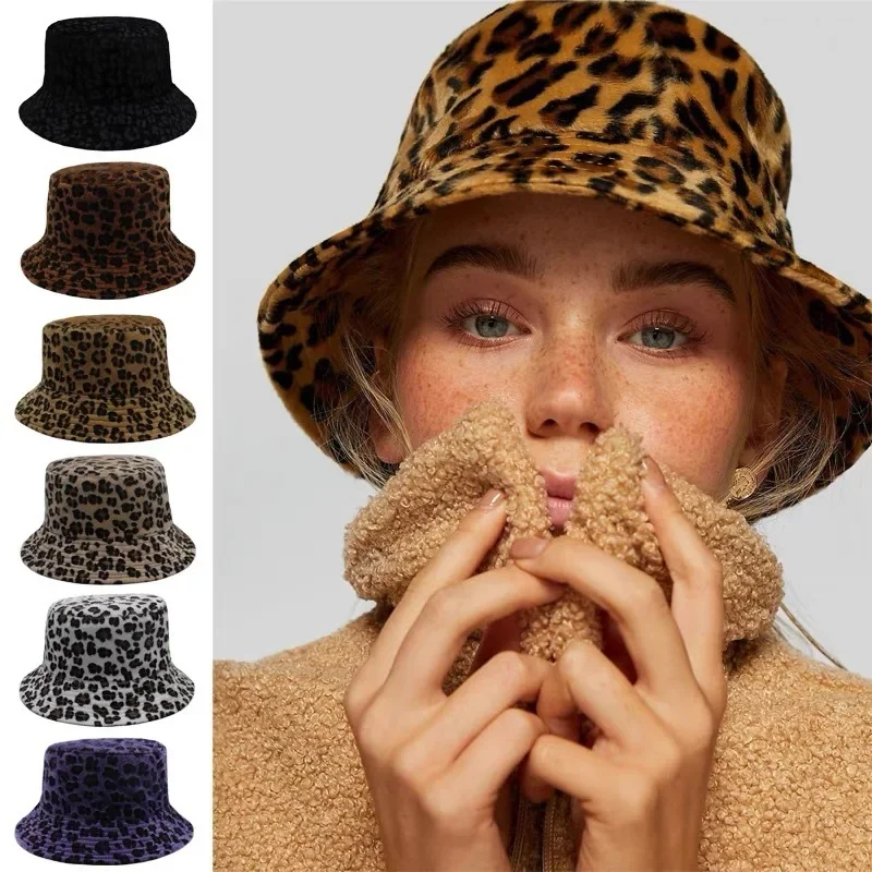 

Men's and Women's Fashion Double-sided Wearable Basin Hat Sunscreen Shade Fisherman Hat Bucket Cap Leopard Print Couple Cap