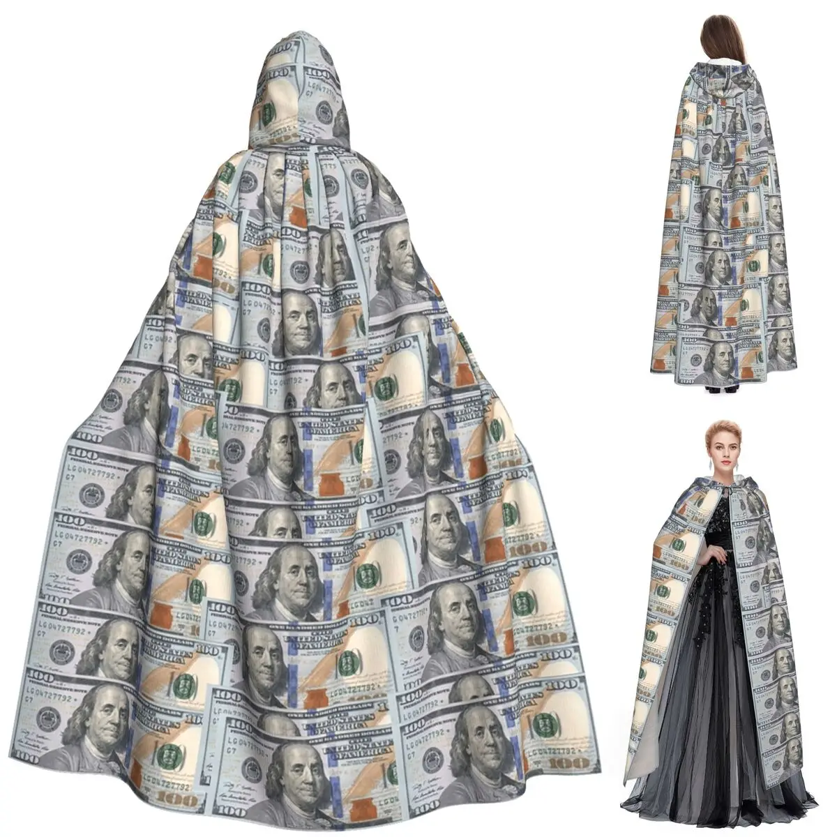 

Богатые деньги, новинка, длинный плащ с капюшоном, ведьма, средневековый костюм, накидка для косплея, Хэллоуин, вампир, для взрослых, унисекс