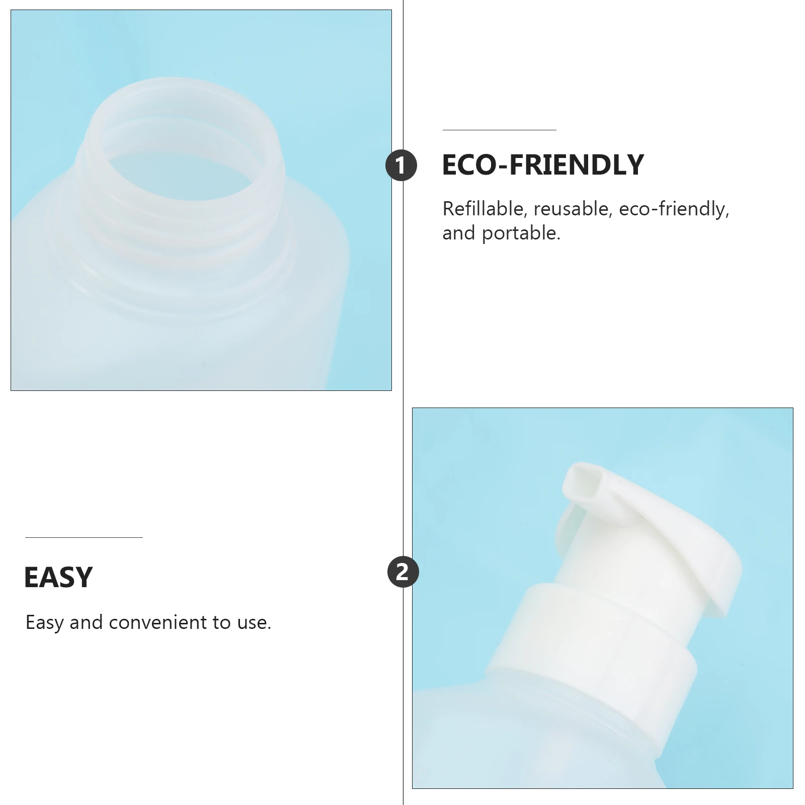

2Pcs Refillable Containers Lotion Empty Container Foam-making Bottle Soap Dispenser Toiletries Portable Reusable Eco-friendly