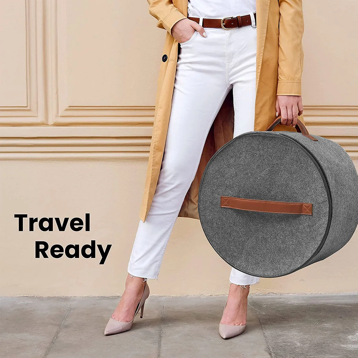 Hat Box Felt Storage Box Dust Case Household Goods Sundries Storage Hats Bucket Round Pop Up Hat Box Foldable Travel Hat Box