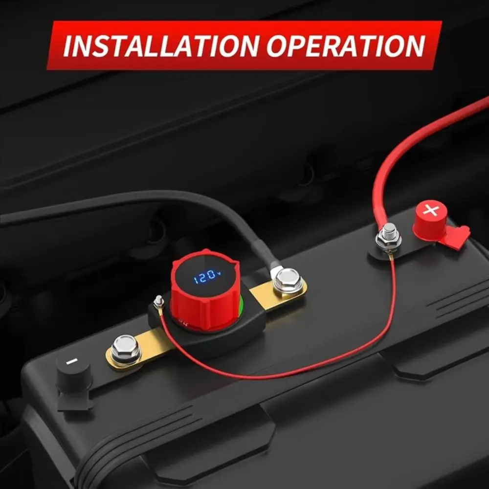 12 V Battery Disconnect Switch Brass Screw Hole Positive Negative Pole Power Switch Voltage Display Power-off Switch