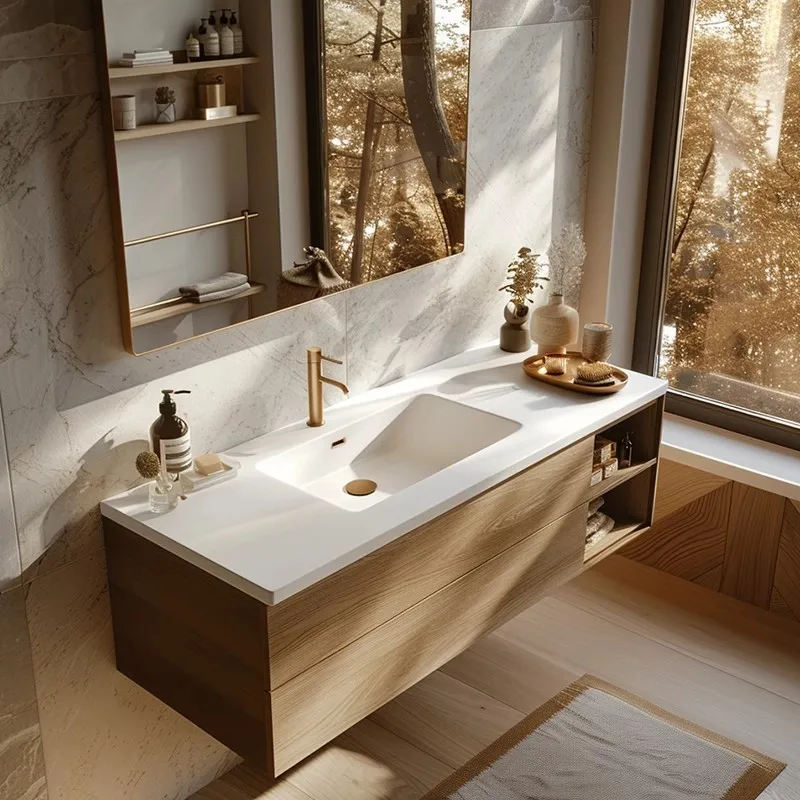 

Designs Floating Bathroom Cabinet Organizer Wash Mirror Vanity Bathroom Cabinet Sink Modern Armario De Banheiro Home Accessories
