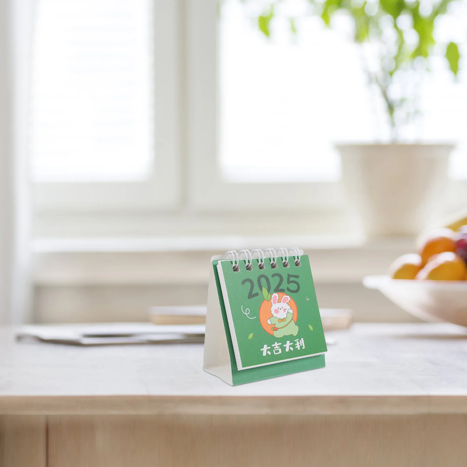

Mini Desk Calendar Green Bunny Standing Flip July 2024 to December 2025 Double Wire Binding Daily Planner for Desk