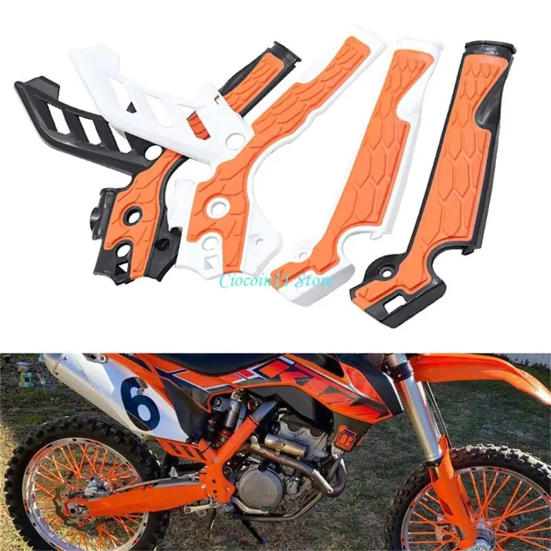 Y1UB Y-Style Motorcycle Frame Guard Set with Engineering Plastic Construction and Textured Leg-Contact Panels for Trail Use