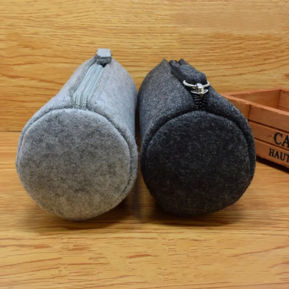 

Вместительная круглая войлочная сумка-пенал с гладкой молнией для хранения косметики, ручек, ключей, украшений, макияжа, канцелярских принадлежностей