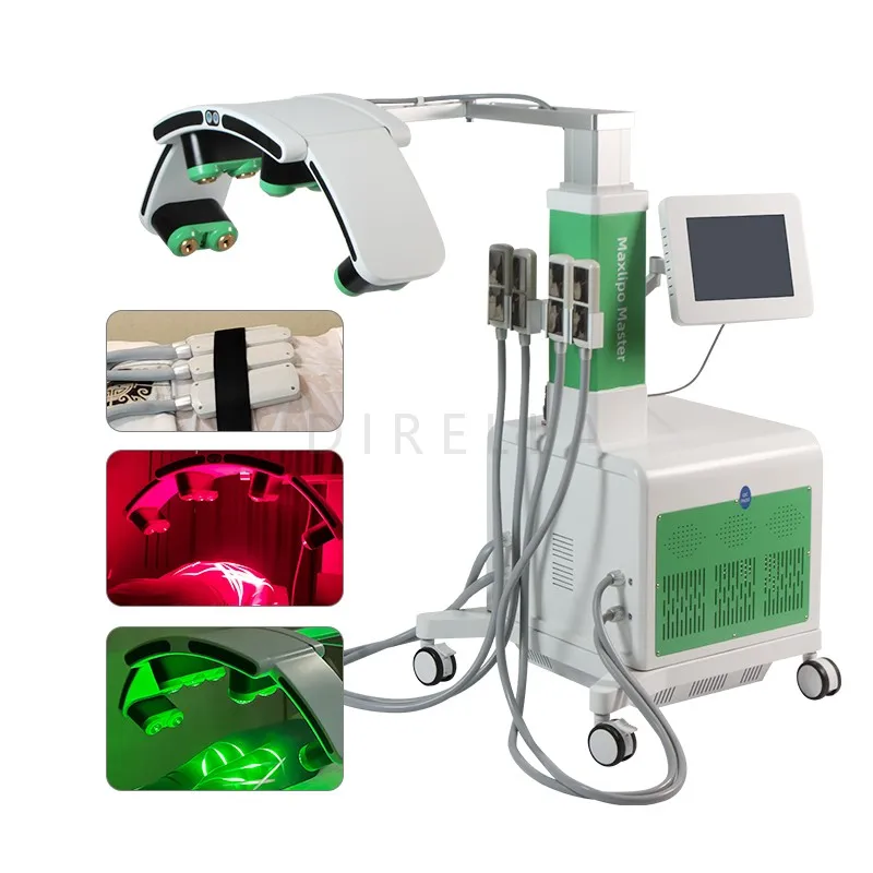Hot Selling 10D lipo Slimming System 532nm Green 635nm Red Laser Painless Fat Removal Weight Loss Machine EMS Cold Pad for Salon