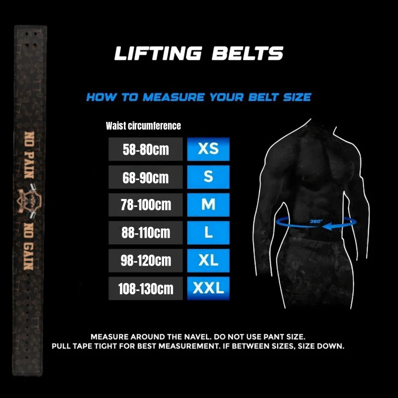 Weight Lifting Lever Belt 10mm Cowhide with Iron Bull & No Pain No Gain Gym Heavy Duty Fitness Belt for Powerlifting & Deadlift