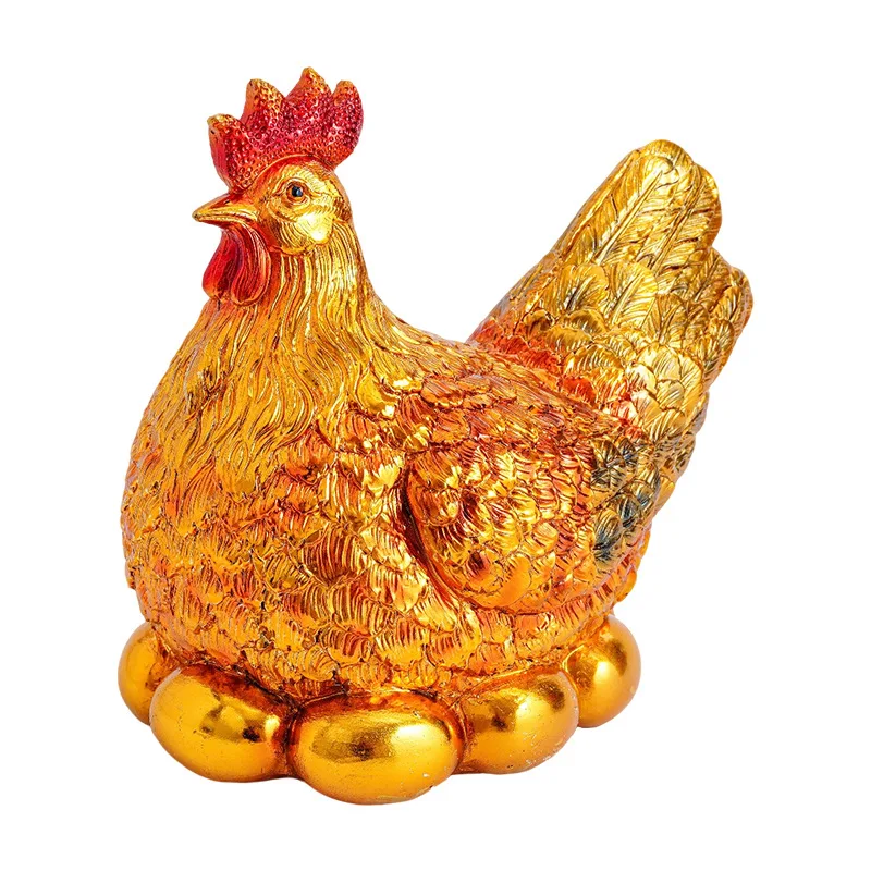 

Golden chicken ornament hen laying eggs zodiac chicken new home opening living room entrance decoration hen making money