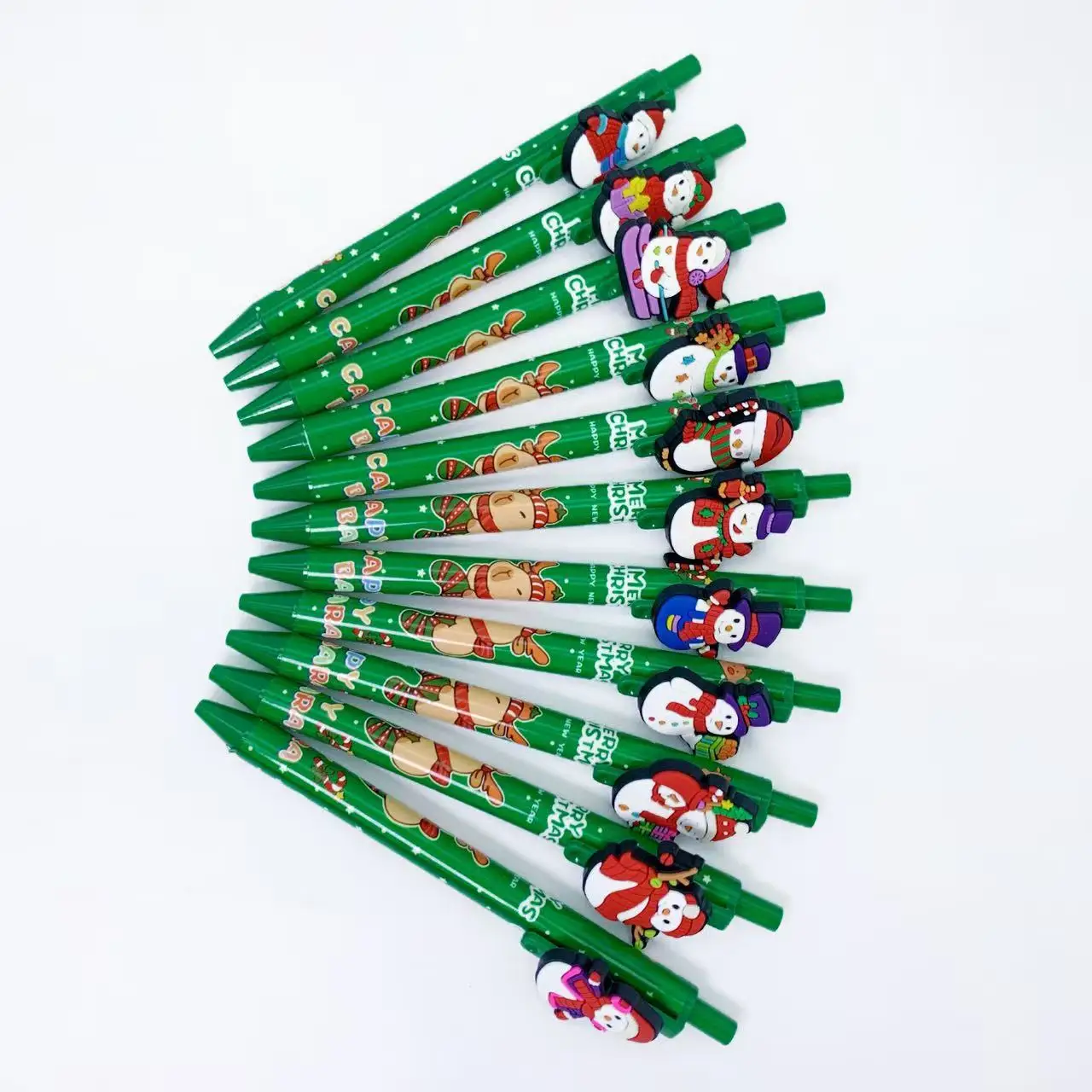 6 قطع/11 قطع من أقلام الكتابة على شكل كابيبارا الخضراء لعيد الميلاد، أقلام حبر جاف مبتكرة على شكل رجل ثلج #4