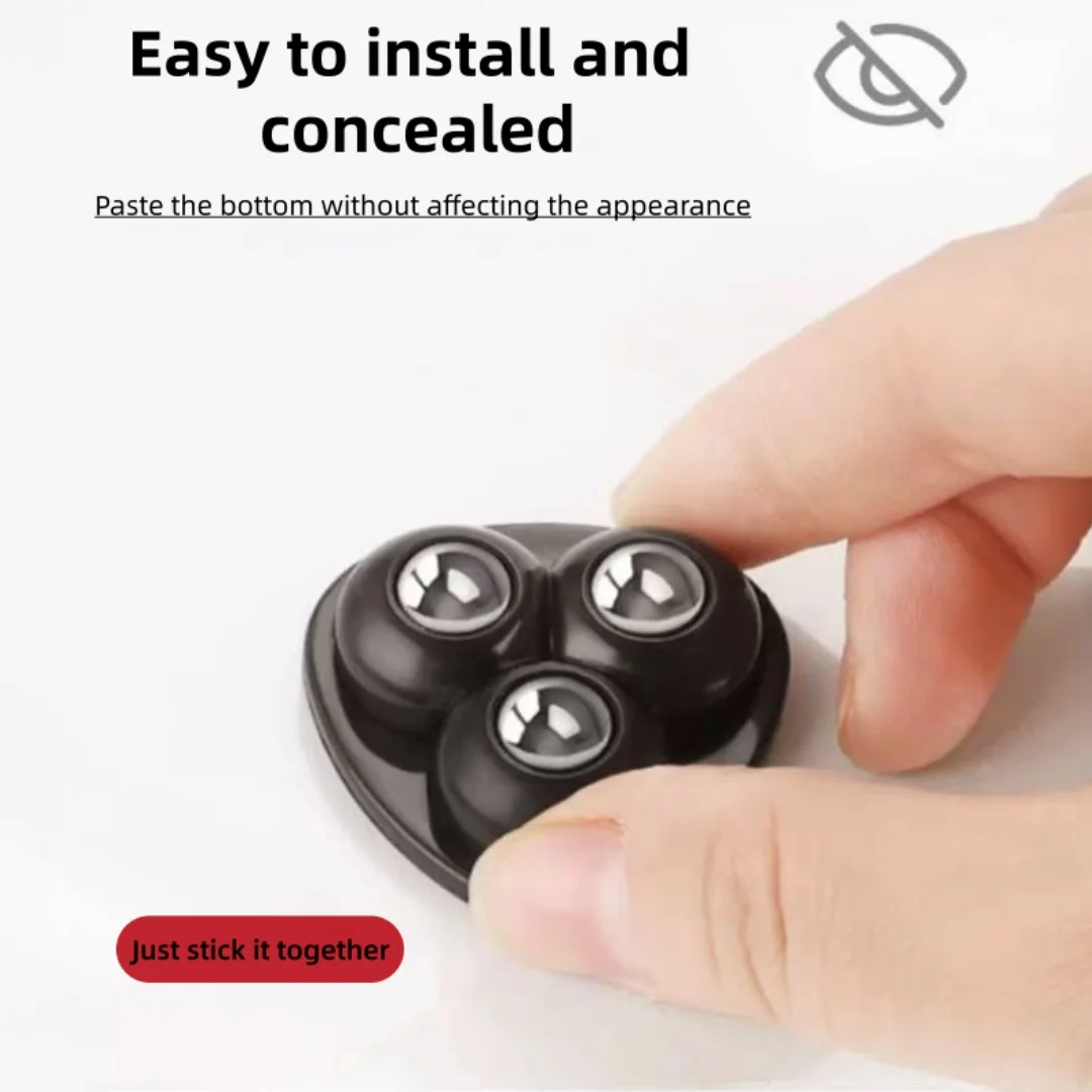 Self adhesive casters, stainless steel universal pulley with 360 degree rotation, used for storage boxes and trash cans，Black