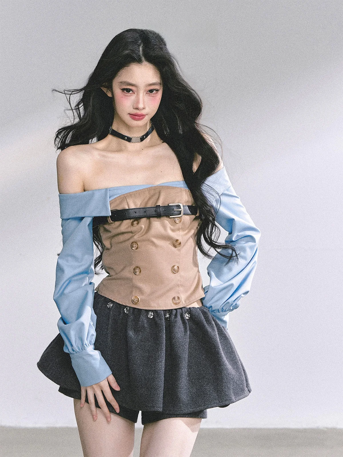 

Girl's Long Sleeve One Shoulder American Style Spicy Girl T-shirt Women's Autumn Top Slim Fit Commute Style Polyester