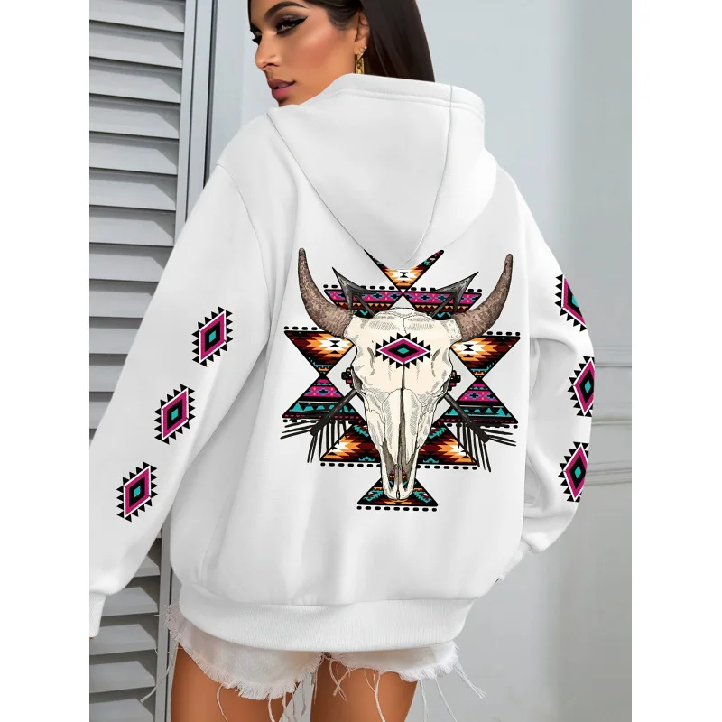 

Hooded Sweatshirt with Print Unisex Spring Fashionable Animal Patterned Crew Neck Stretchy Fabric Women's Spring Collection