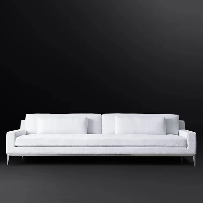 xx-RH ITALIA TRACK ARM SOFA, White Fabric Upholstery with Metal Base, Modern Luxury Living Room Furniture Set