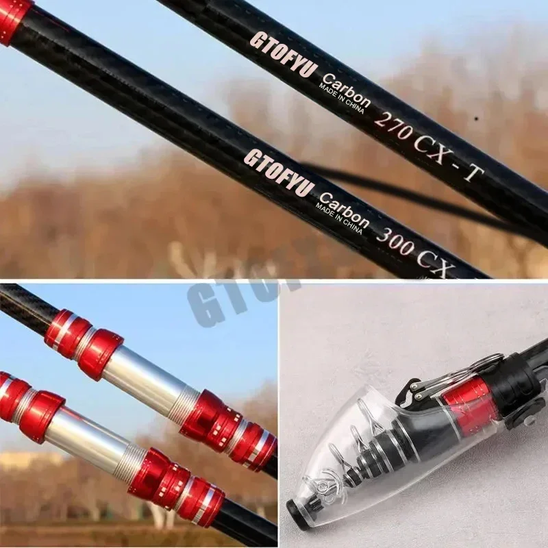 

2.7m 3.0m 3.6m 3.9m 4.2m 4.5m Telescopic Fishing Rod 20kg Carbon Travel Surf Spinning 5-300g Lure Long Throwing Baitcasting Rod