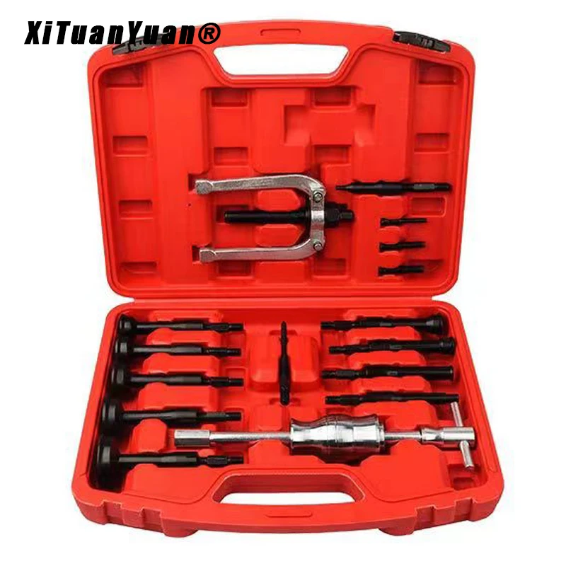 16 pcs Bearing Inner Race and Seal Extractor Kit Blind Hole Collet Puller Set Slide Hammer Pilot Insert Bearing Removal Tool