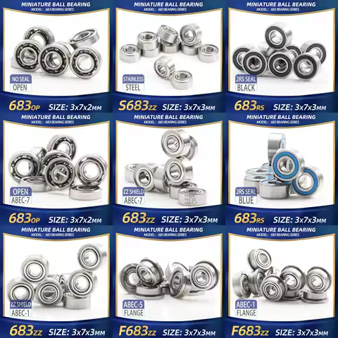 FUSHI 683 ZZ Bearing 3x7x3 mm 10Pcs 683ZZ RS 2RS Flange Handpiece Bearings For Strong Industrial Motors High Speed