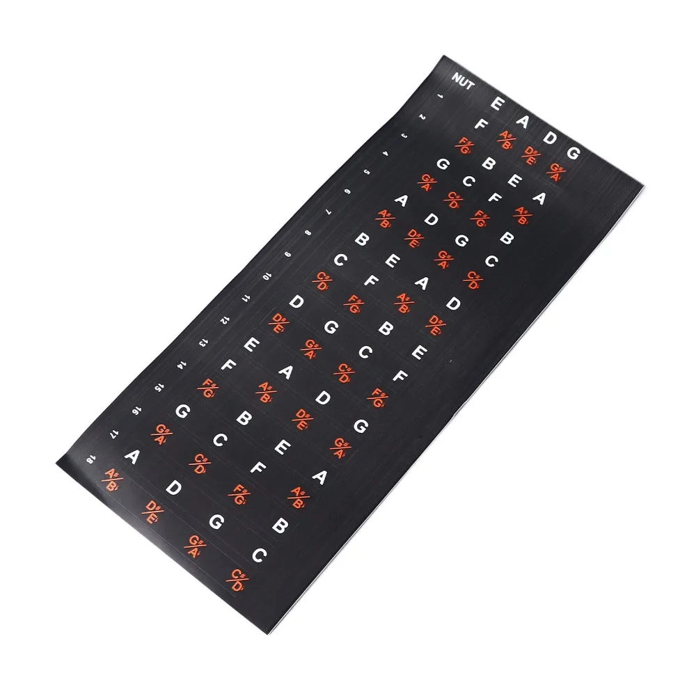 2PCS PVC Guitar Fretboard Sticker Self Adhesive Black Fret Note Finger Guide Fingerboard Note Label For 4 String Guitar Beginner
