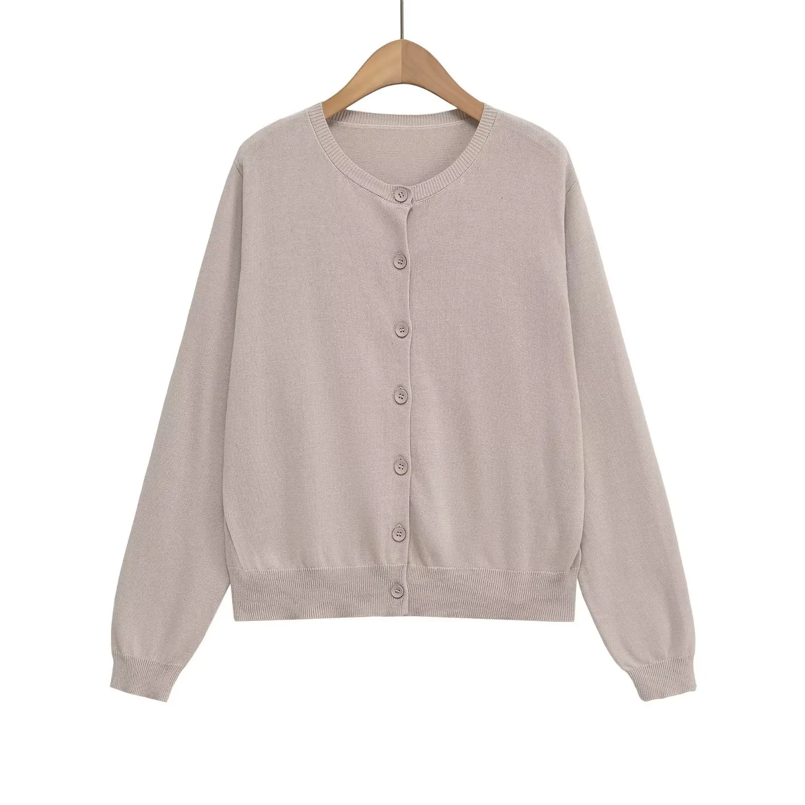 

Women's Clothing 2025 Autumn New Product Round Neck Wool Blend Knit Cardigan Women's Casual Versatile Top