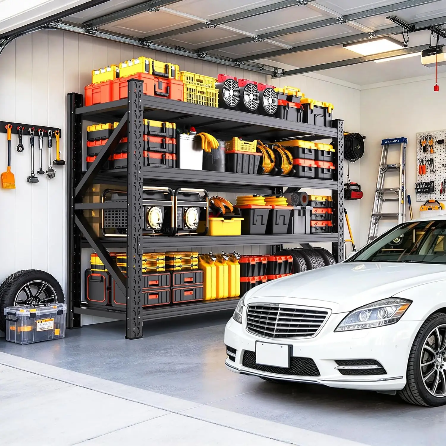 79'W Storage Shelves,4 Tier Heavy Duty Metal Garage Shelving, Customized