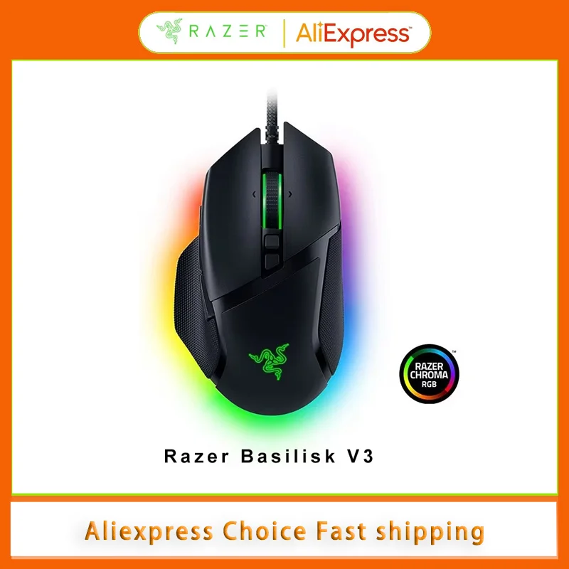 

100% оригинальная проводная игровая мышь Razer Basilisk V3, Gamer, оптический датчик 26000 точек на дюйм, киберспорт с RGB-подсветкой для ПК, ноутбука, новинка