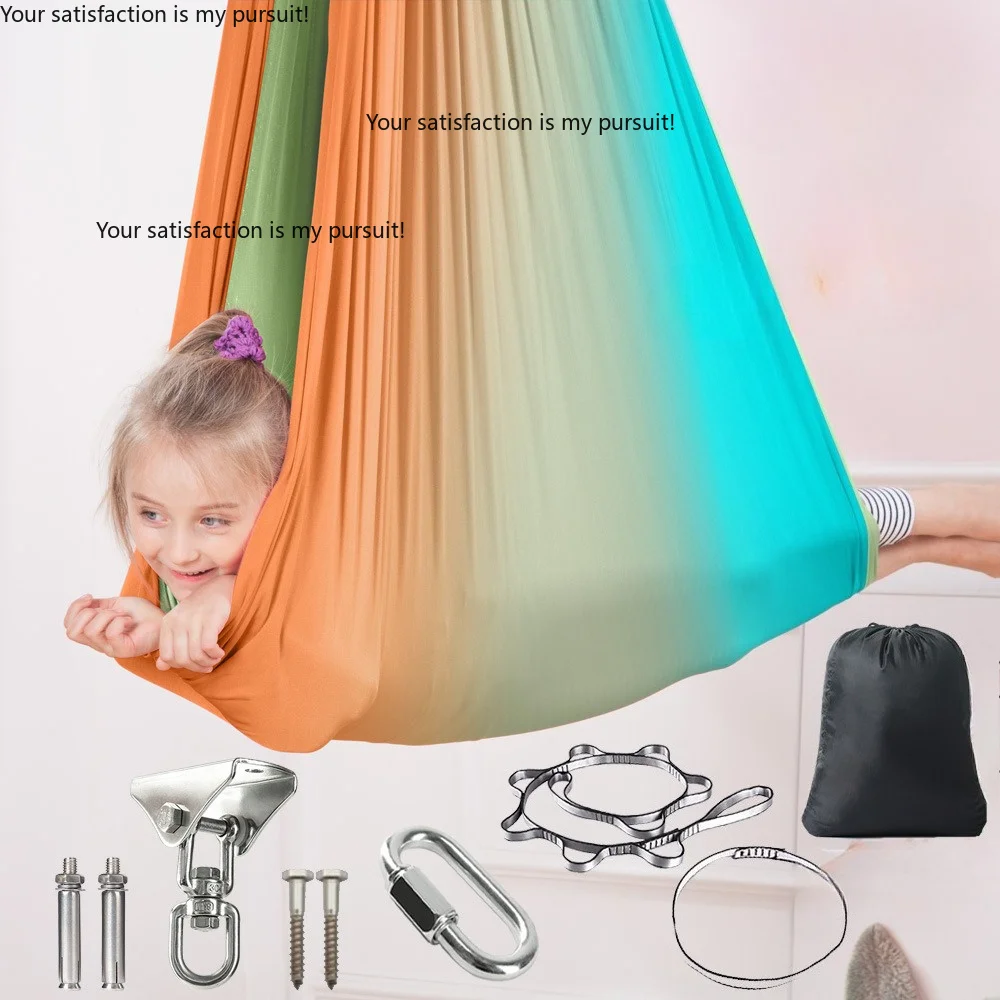 Double layer children's elastic hammock printing sensory indoor and outdoor sensory swing yoga 230 * 150