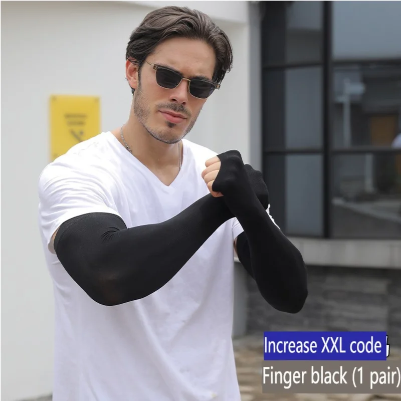 Musion Plus Size Sun Protection Arm Sleeves Extended and Widened XXL Fat Man UPF50+ Hand Sock for Riding and Running For Unisex