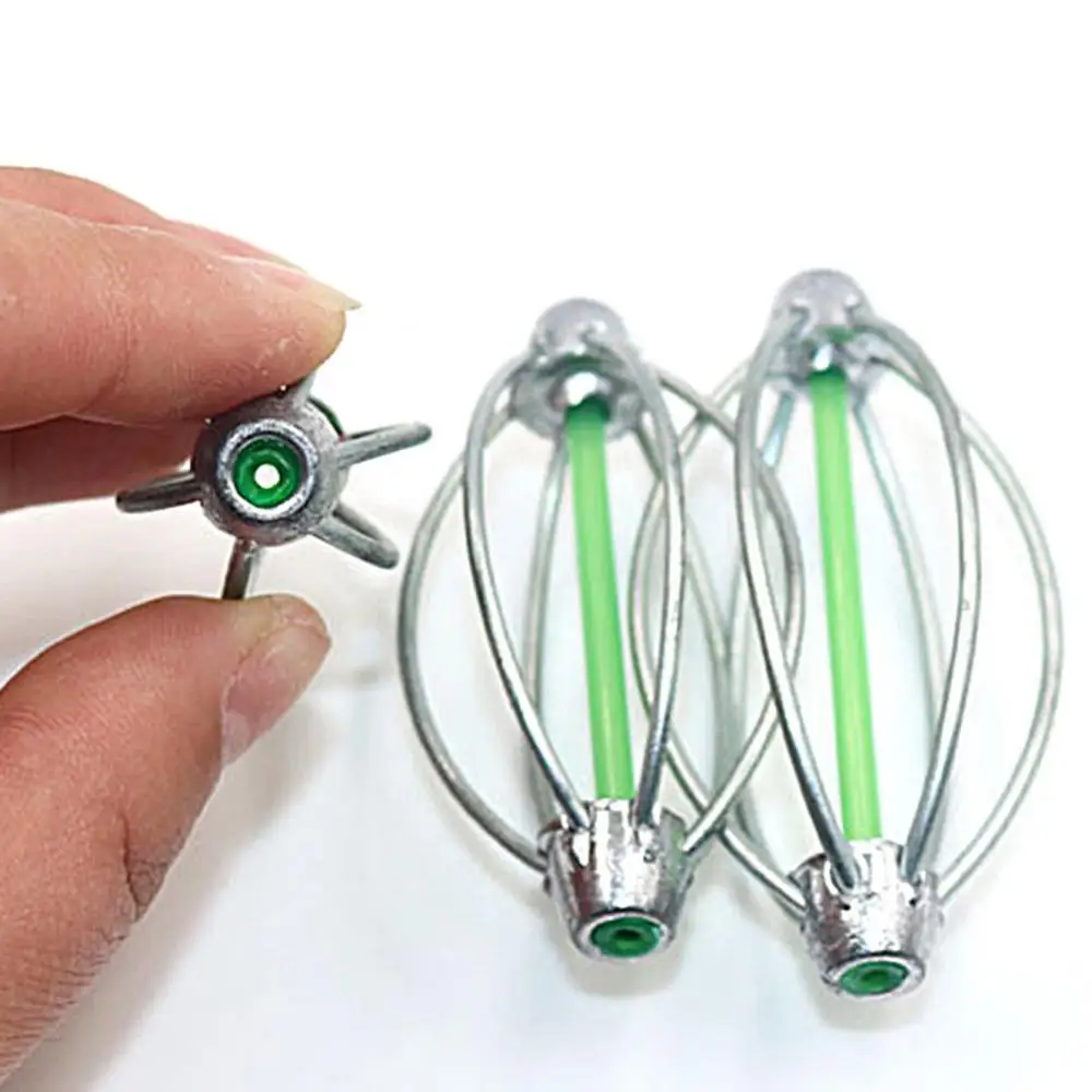 Lentera pengumpan pancing bentuk kawat umpan pelempar pemberat umpan bermain sarang musim semi