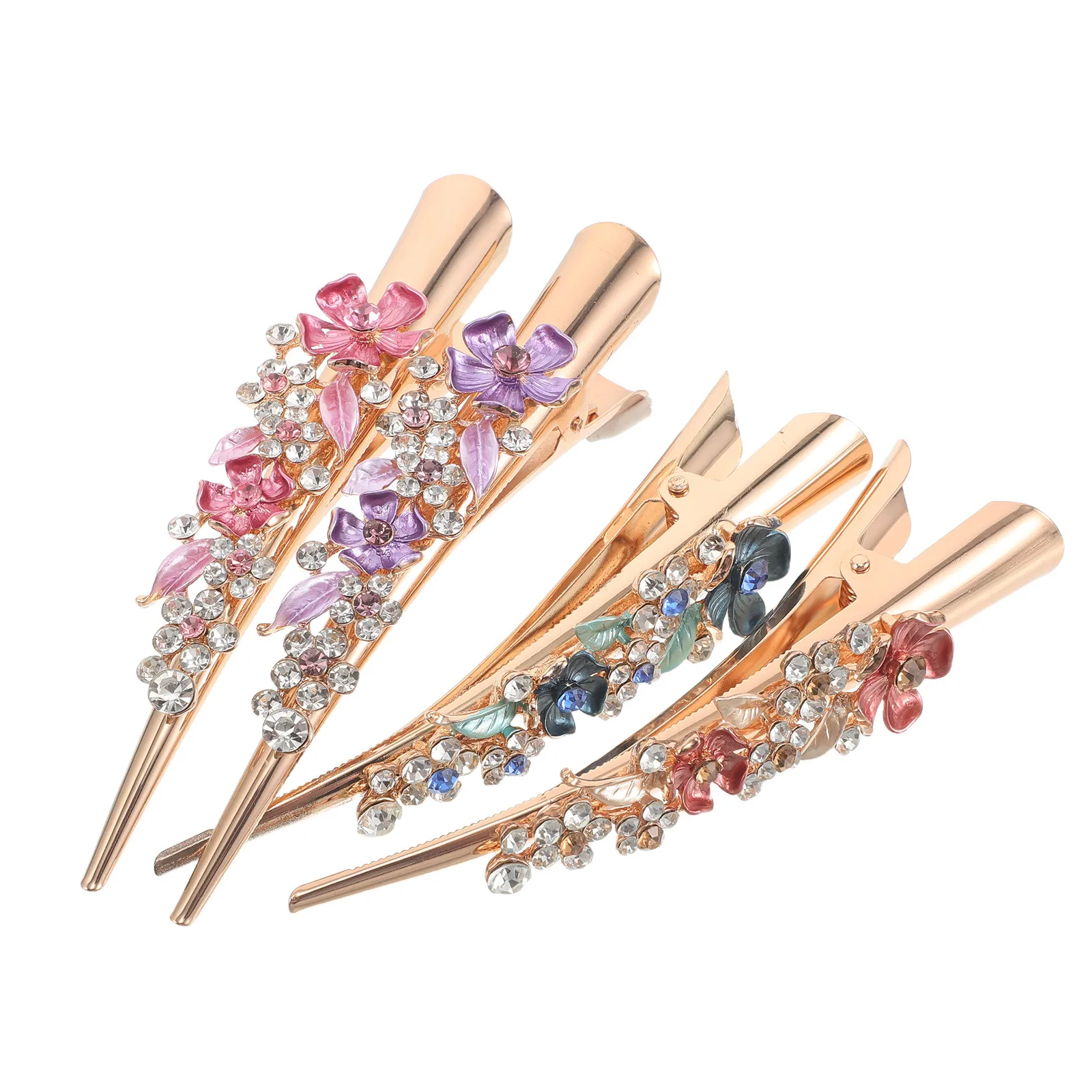 

4Pcs Floral Hair Clips Alloy Flower Barrettes Vintage Creative Alligator Pins Decorative Hair Clips for Women Everyday Parties