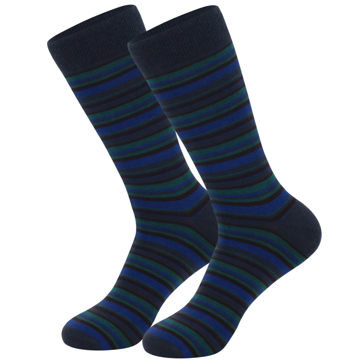 5 Pairs Mens Dress Socks stripe Plus Size，High Quality Combed Cotton Crew Socks，Black Cool Breathable Casual Socks for men