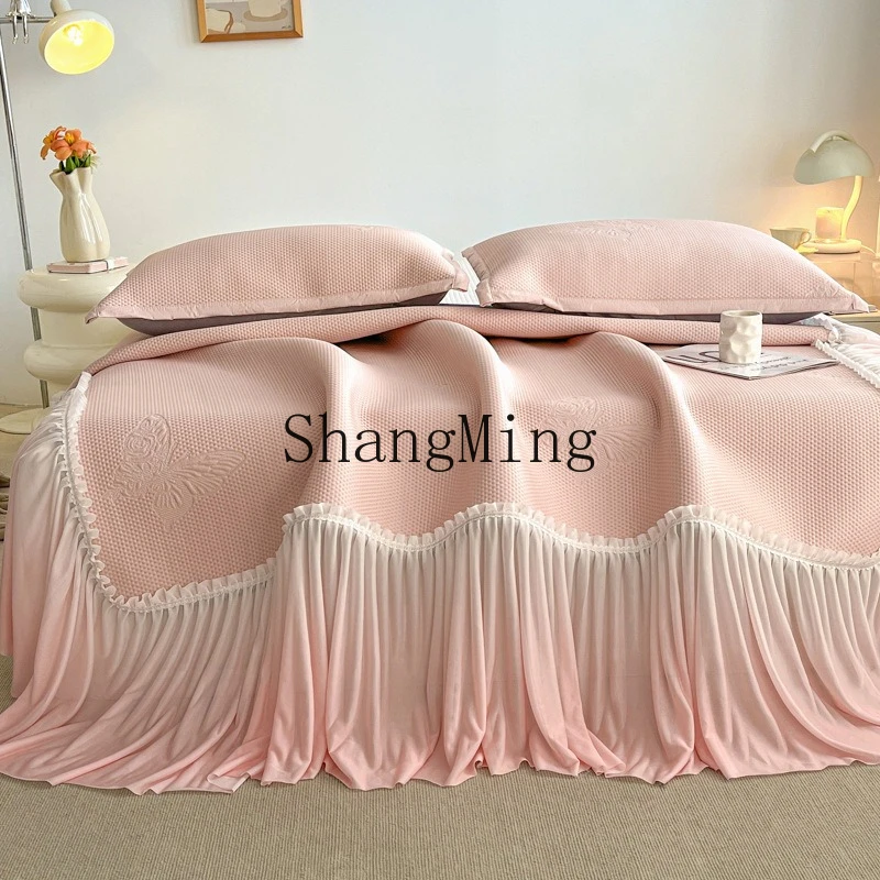

PYH Princess Wind Cool Silk Class A Mat Ice Silk Mat Washable Three-piece Bed Skirt Cold Doudou Air Conditioning Soft Mat