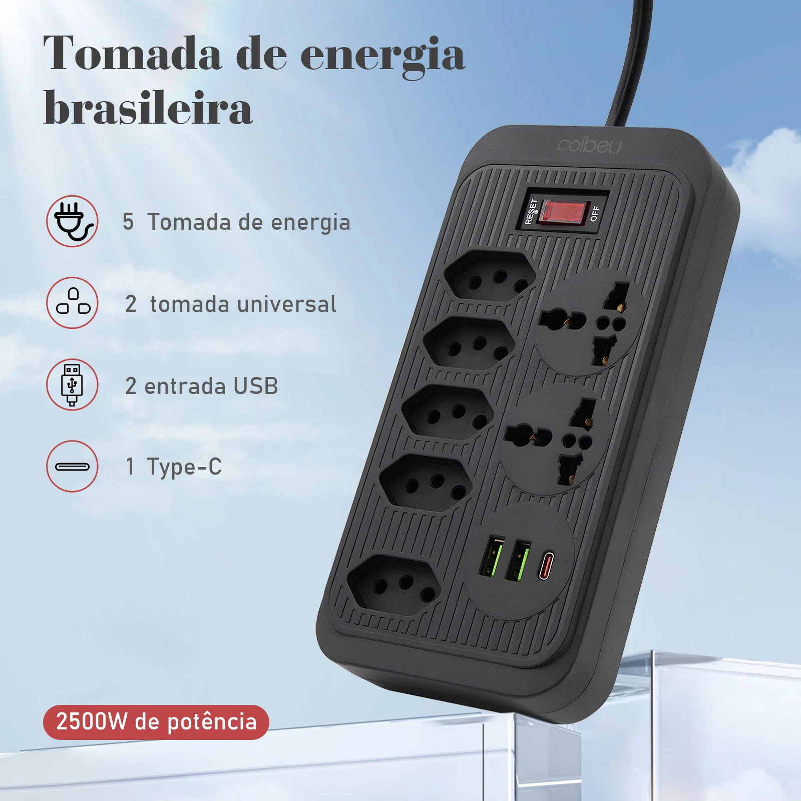 extensao-de-tomada-brasileira-com-5-tomadas-2-universal-2-usb-1-tipo-c-cabo-de-5m-protecao-de-sobrecarga-material-resistente