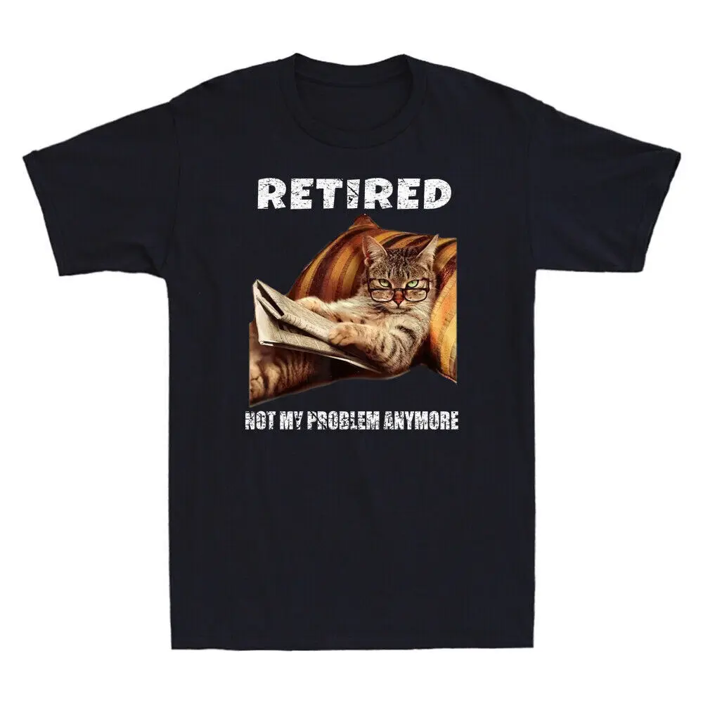 

Retired Not My Problem Anymore Funny Cat Retirement Gift Vintage Men's T-Shirt