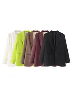 Chaqueta abierta frontal a la moda para mujer, abrigo de manga larga, ropa de oficina con bolsillos de ribete, Top elegante para mujer
