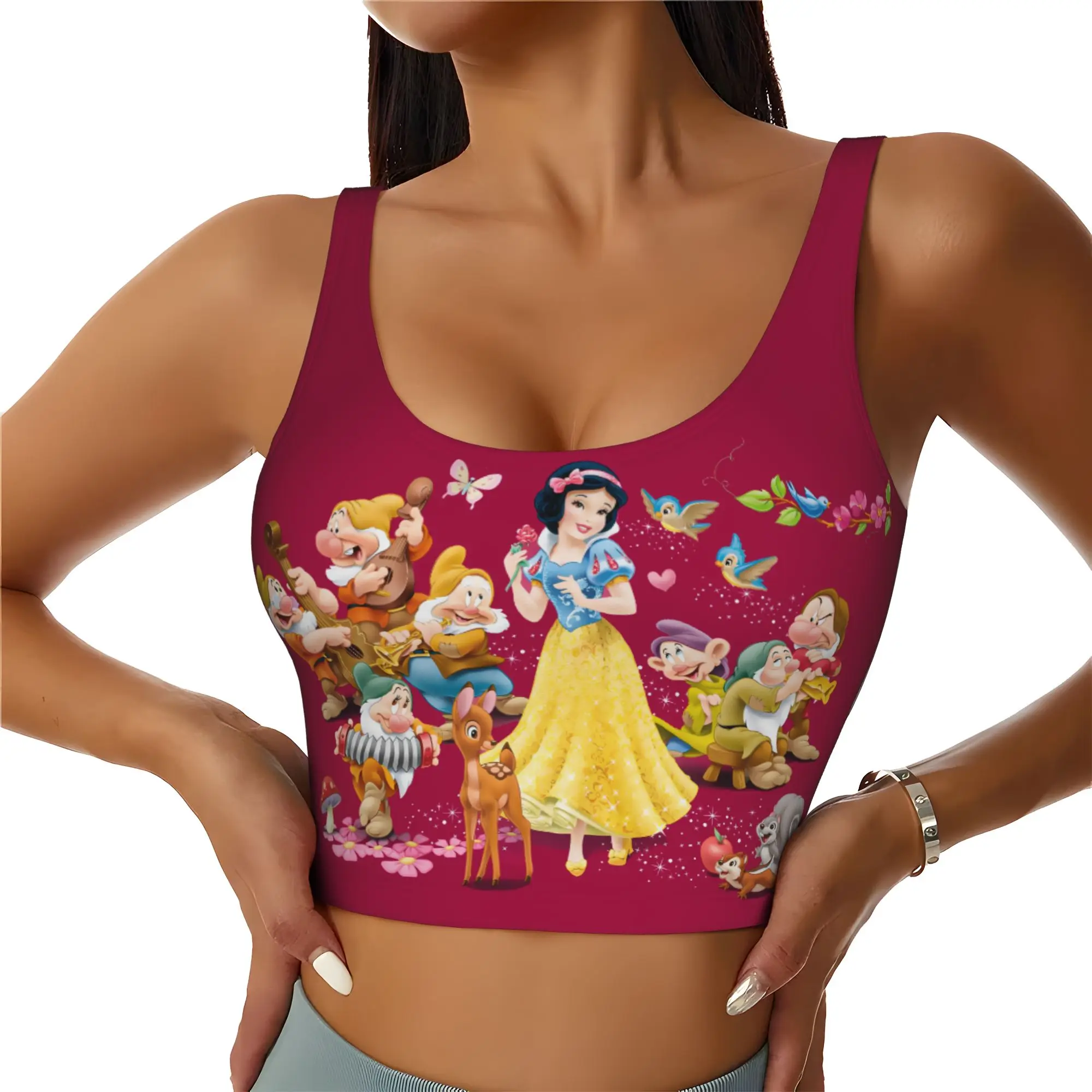 Custom Seven Dwarfs High Impact Sports Bras Women Anime Manga Seamless Workout Yoga Crop Tank Tops