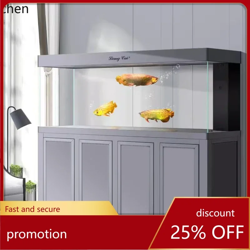 

HXL fish tank large aquarium household living room ultra-white glass bottom fish tank