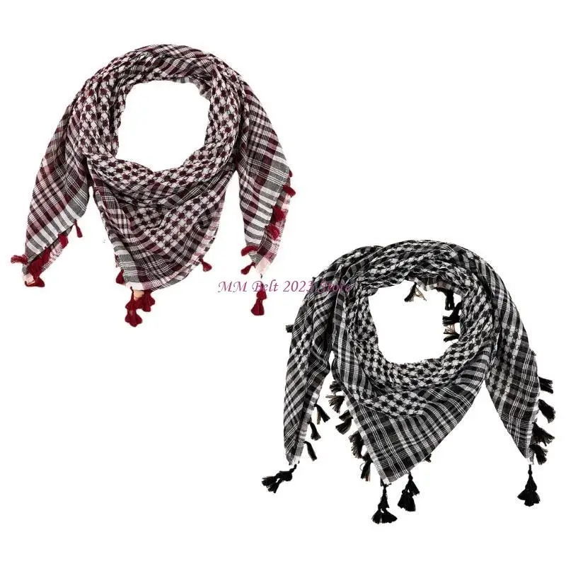 49ME Desert Shemagh Scarf Breathable Arab Headscarf Unisex Keffiyeh Face Cover Universal Headwrap Arabian Scarf Head Cover