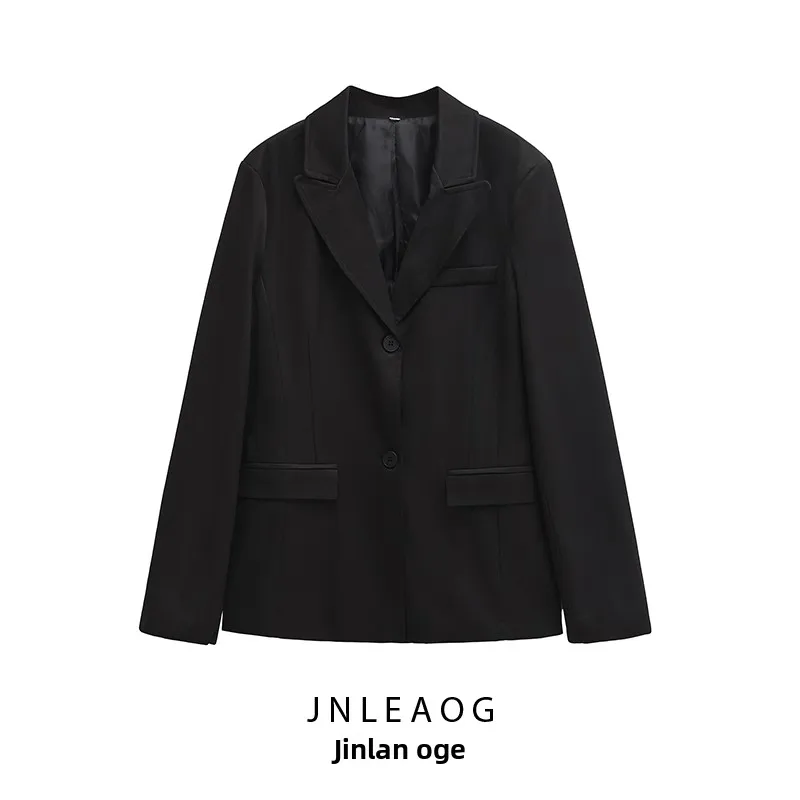 

JNLEAOG Faionable Long Sve Slim Fit Повседневный женский костюм Jaet Осень Новое поступление Универсальный Ele Pure Color