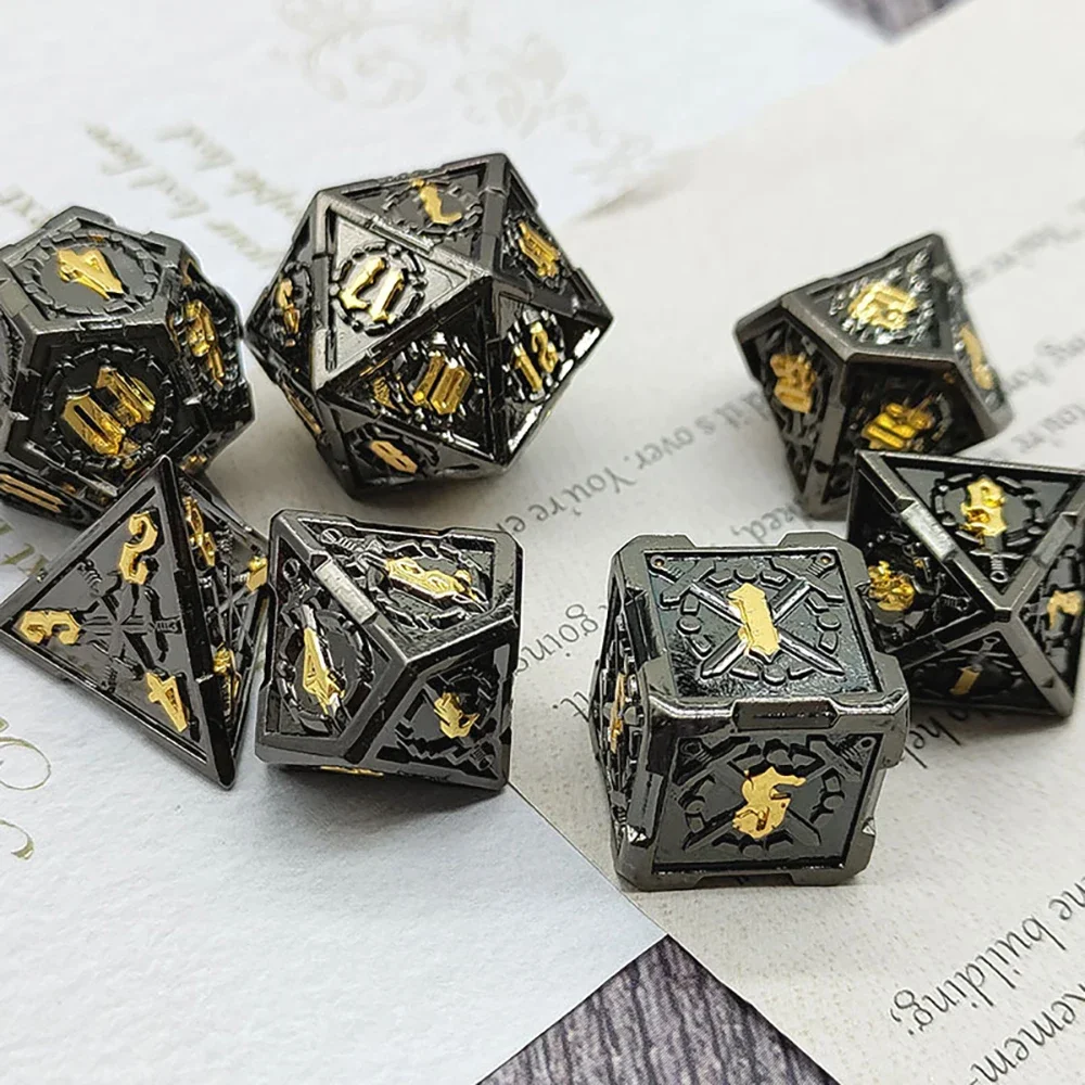 

Dnd Zinc Alloy Solid Metal Dice Sharp Edge Polyhedral Dice D+D Set For Dungeon and Dragon Pathfinder Role Playing Game(RPG)/MTG