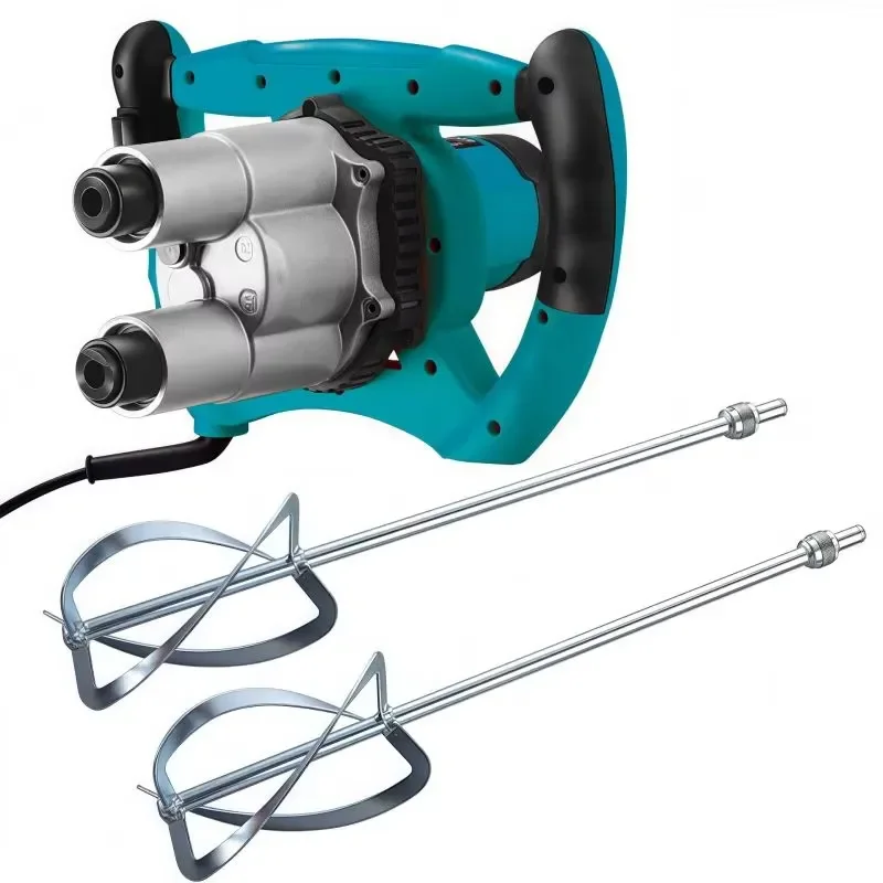 2600W High Power Dual Head Electric Mixer Machine, 220V, 6 Speeds for Concrete, Cement, Putty Powder, Paint Mixing