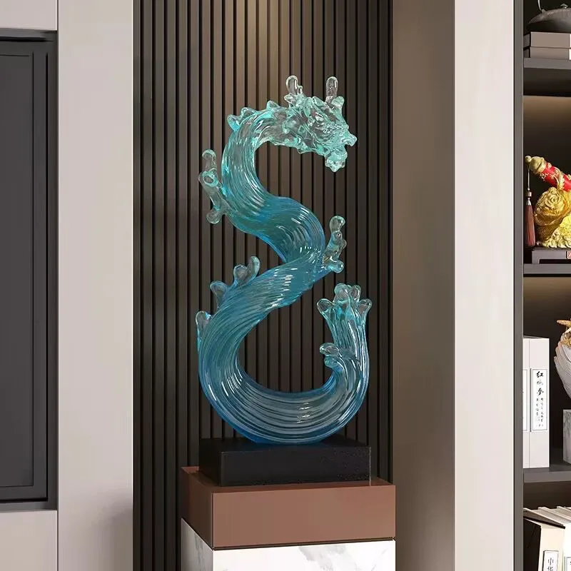 Lucky Dragon Ornament  Wind Water Rise Sculpture Modern Luxury Living Room Entrance Home Decoration Attracting Wealth Gifts