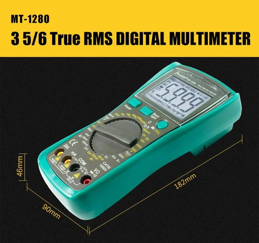 Pro'skit MT-1280D 3 5/6 True RMS Digitalanzeige True Effective Value Hochpräzises Multimeter Multifunktionaler Haushaltsziel