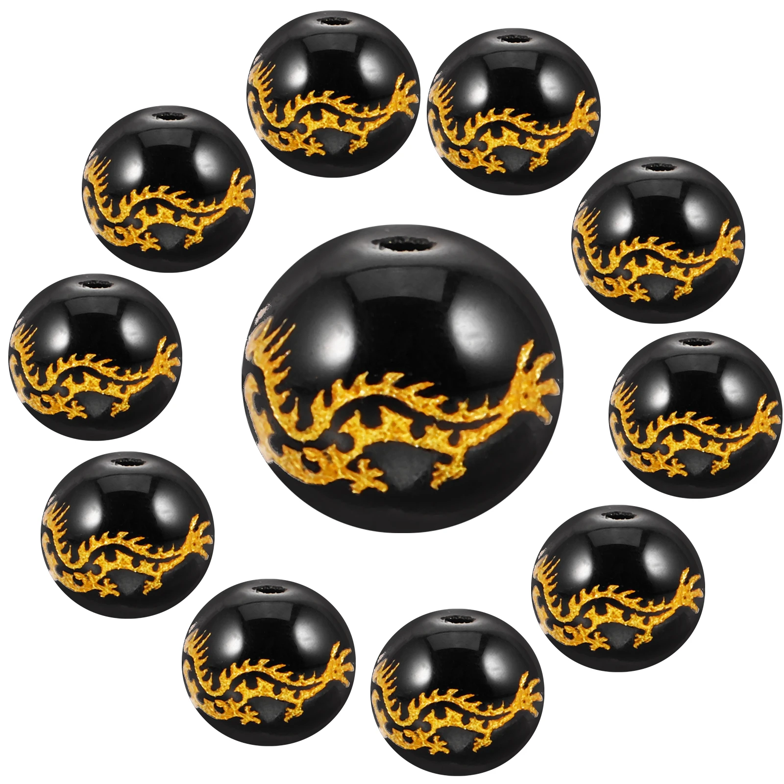 

38pcs Round Agate DIY Decorative Diy Spacer Charms Decorative Small Delicate Small Bead Beads Dragon Bead for Bracelets