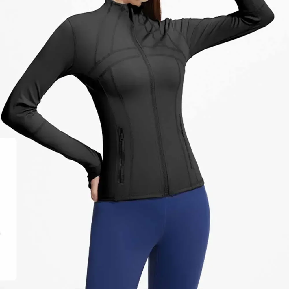 L nueva chaqueta de ropa de Yoga para correr con bolsillo elástico transpirable para Fitness con costuras de otoño e invierno para mujer