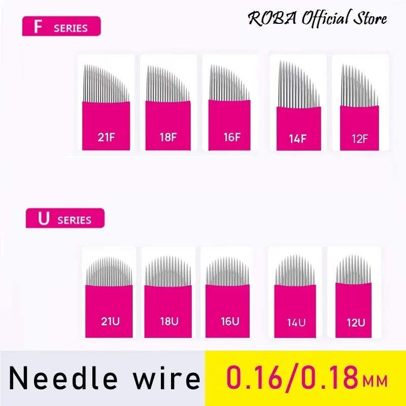 500 Pieces Microblading Needles 0.16/0.18mm Manual Eyebrow Blade Tebori Blade Tattoo Needle For 3D Embroidery Manual Tattoo Pen